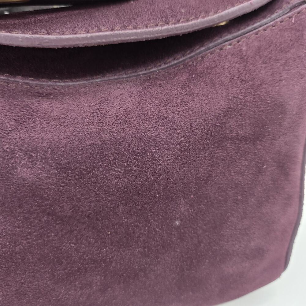 Purple Burgundy Leather Suede Shoulder Bag 11x6x4" Detach Strap NEW SLOUCH $78 - Picture 3 of 13